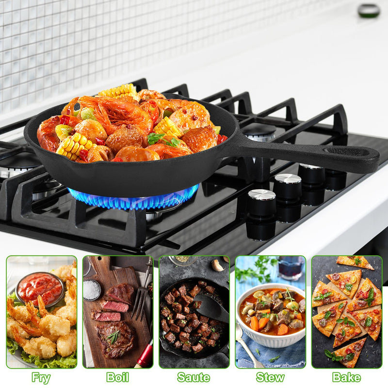 3pcs Pre-Seasoned Cast Iron Skillets, 8 In, 10 In, & 12 In Cast Iron Frying Pans With Handles, Safe Grill Cookware Set With Non-Stick Surface, Cast Iron Pans For Indoor & Outdoor Use